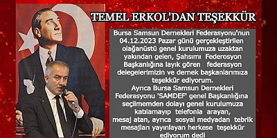 TEMEL ERKOL'DAN TEŞEKKÜR 